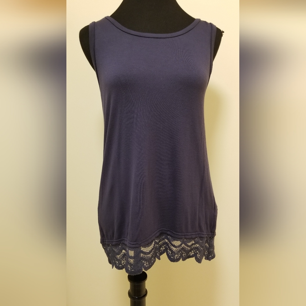 Tank Top with Lace Trim Tucker + Tate Blue Sleeveless